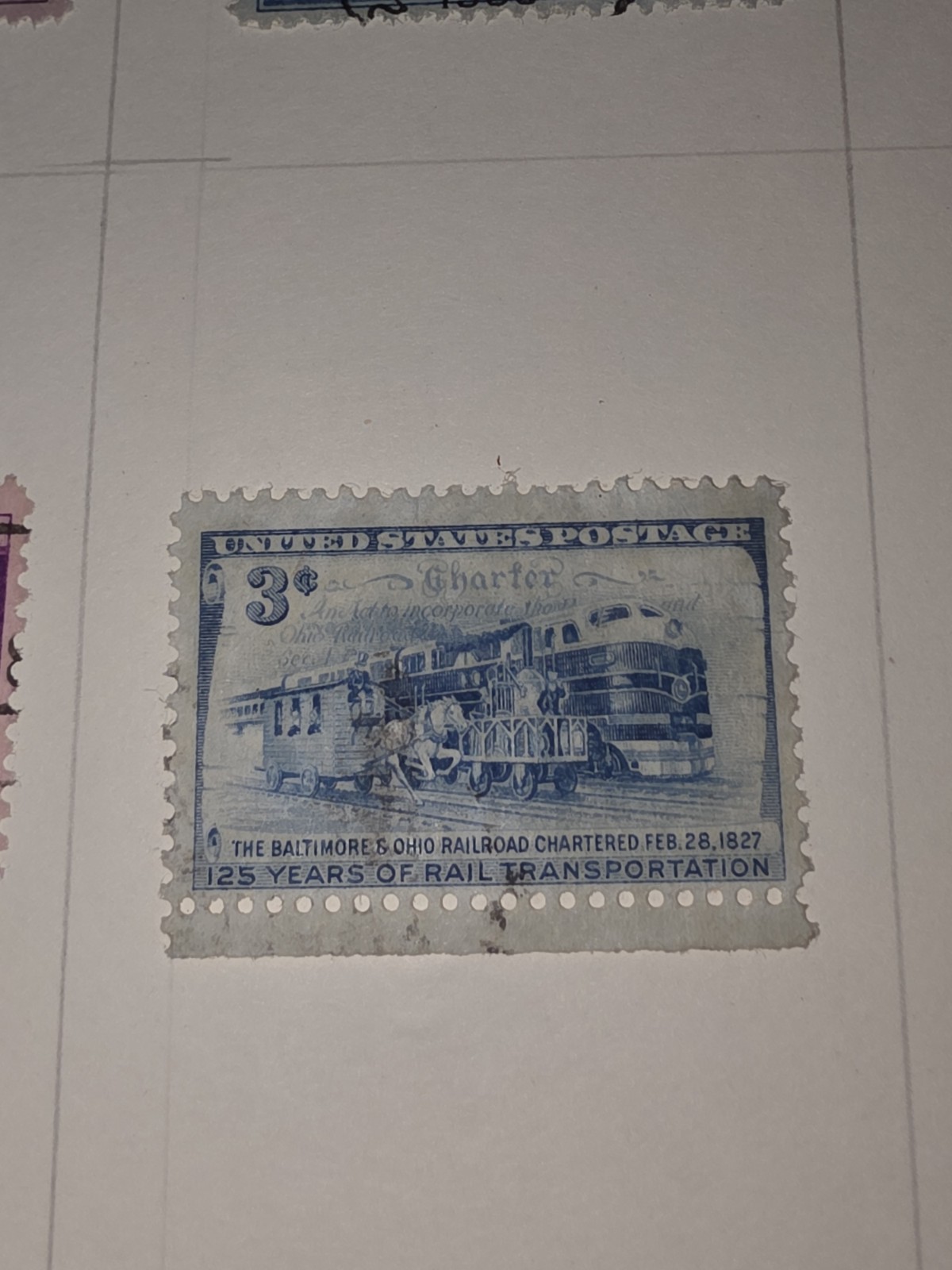 Vintage US 125 Years Of Rail Transportation 3c Stamp Used - #F1224