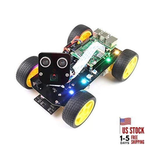  4WD Smart Car Kit for Raspberry Pi 5 4 B 3 B+ Zero 2 W, Face Ordinary Wheels