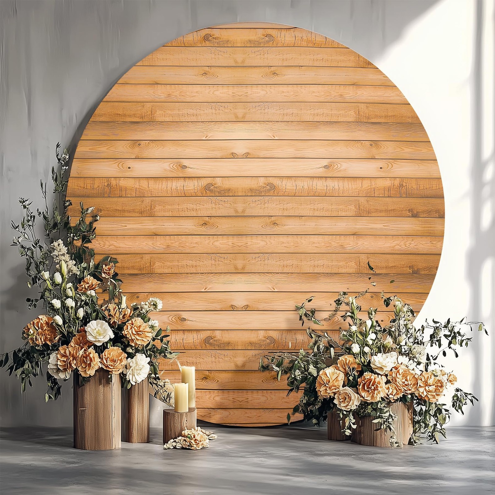 7.2FT Wood Grain Round Arch Backdrop Cover for 7/7.2FT Circle 7.2FT, 