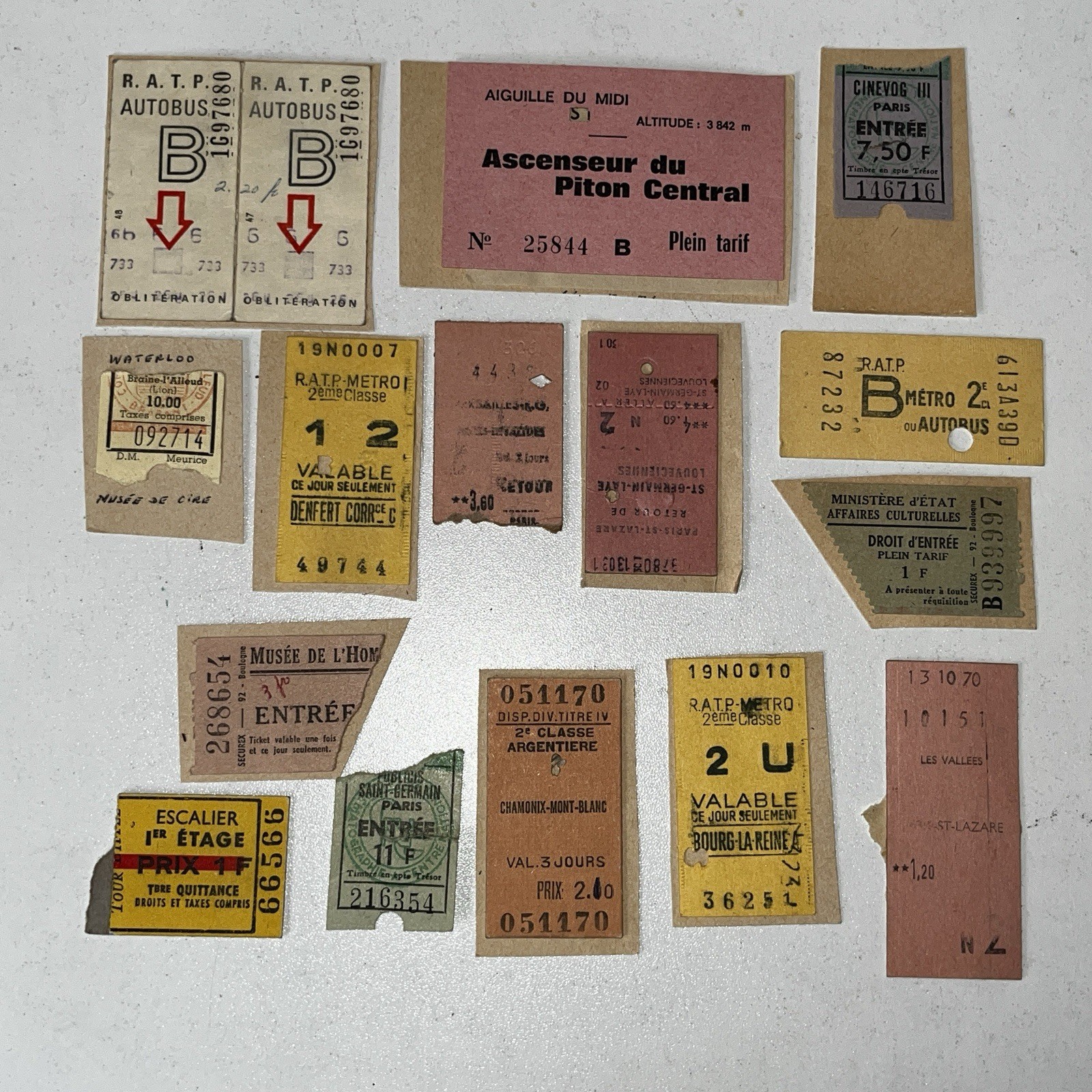 Lot de tickets vintage métro Paris Aiguille du Midi Chamonix 1970s (lire descr)