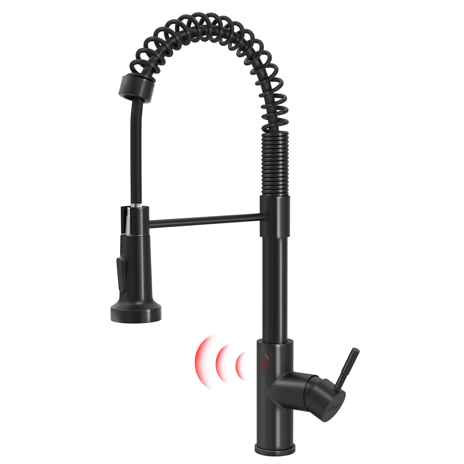 Glossy Black Touchless Kitchen Faucets with Pull Down Sprayer Single Handle S...