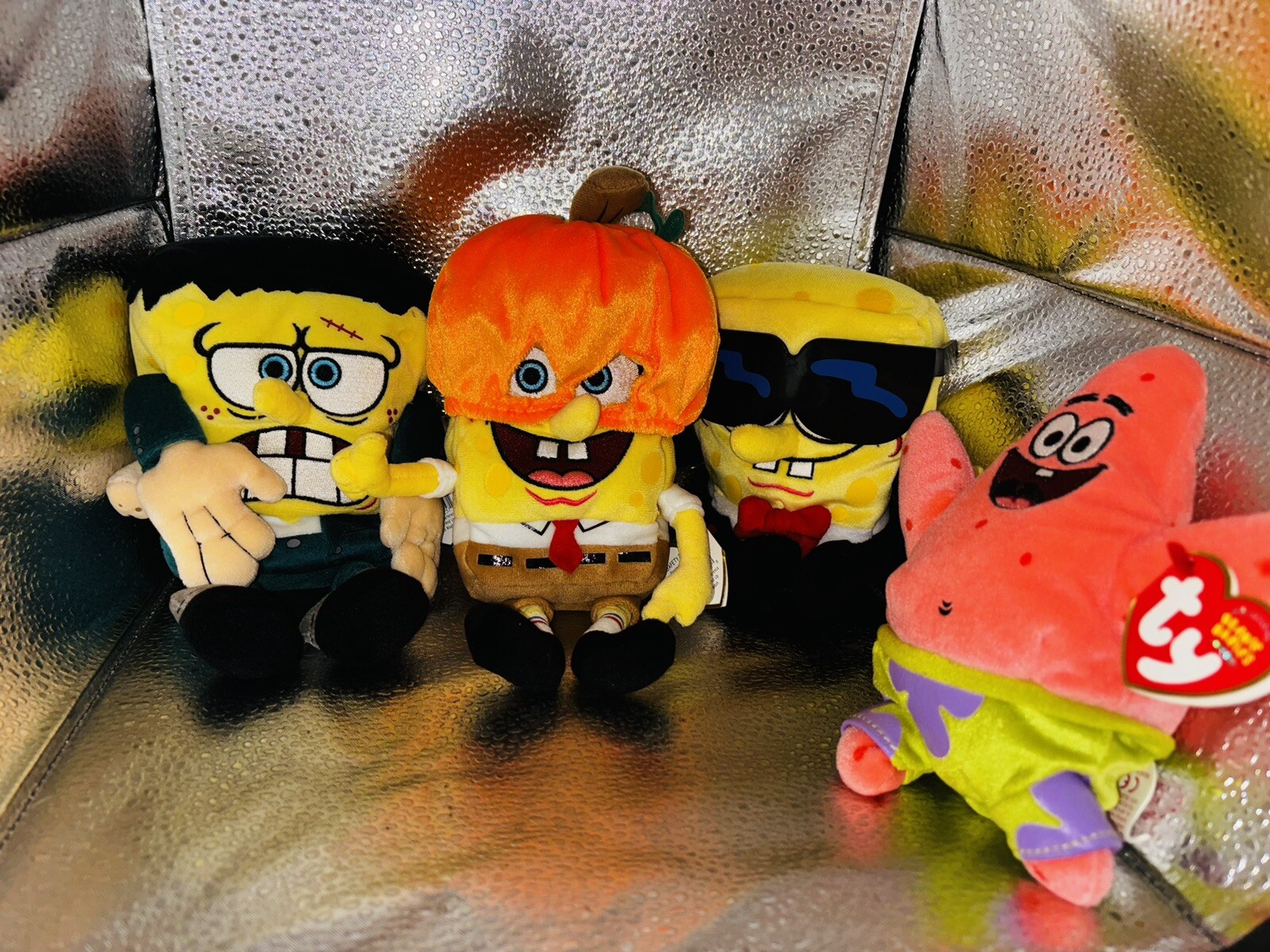TY SpongeBob Frankenstein Pumpkin TUXEDO-PANTS & Patrick Beanie (4)