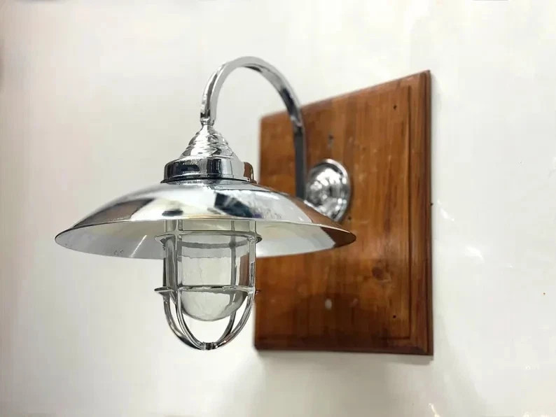 Aluminum Sconce Nautical Wall Mount Vintage Home Deco Lamp with Shade - Lot of 4