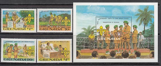 Grenada - Mail 1982 Yvert 1014/7+H.100 ** MNH Scouting