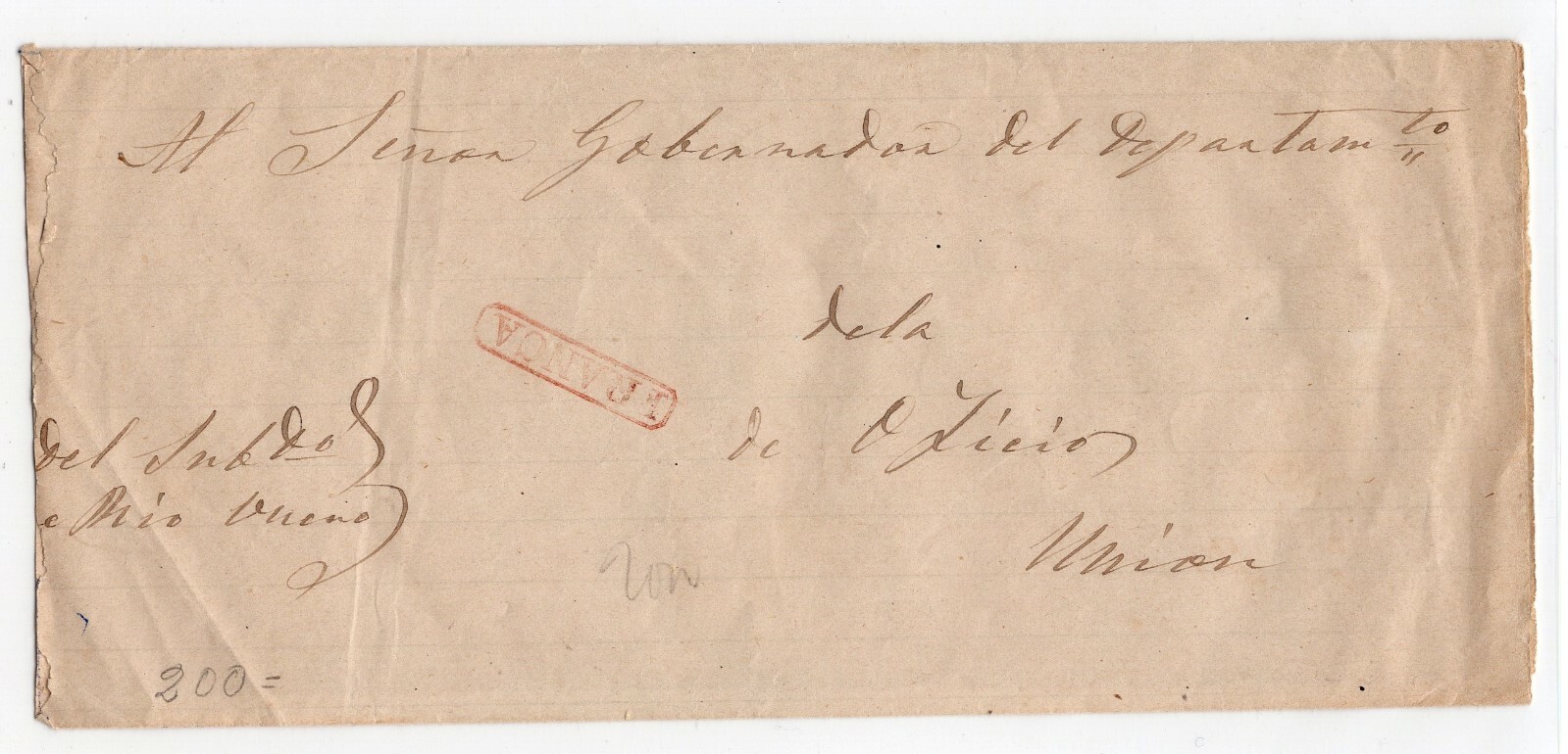 CHILE folded cover to UNION scarce boxed "FRANCA" in red