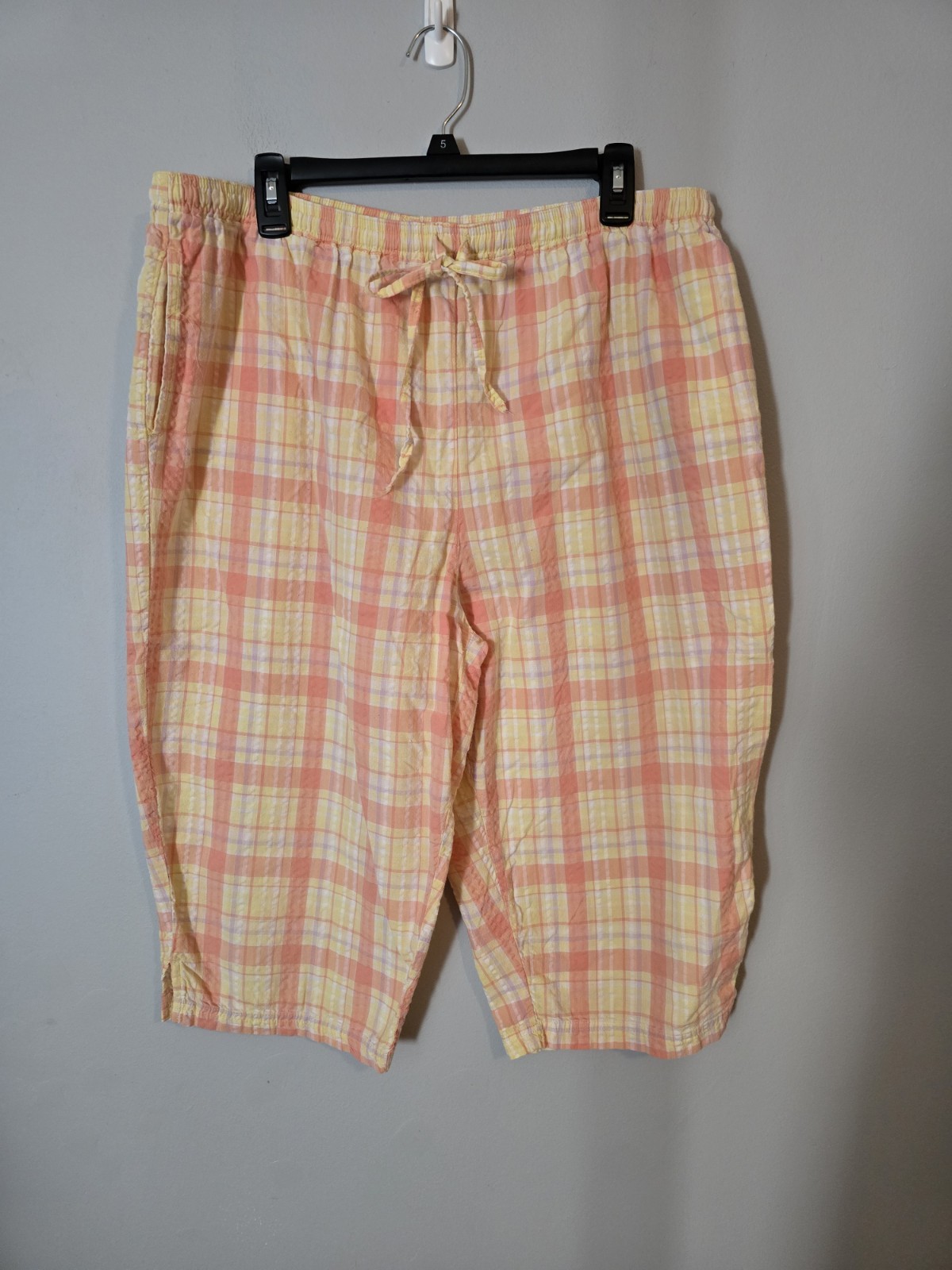 Blair Women's Orange & White Plaid Knee-Length Shorts Size XLG PT