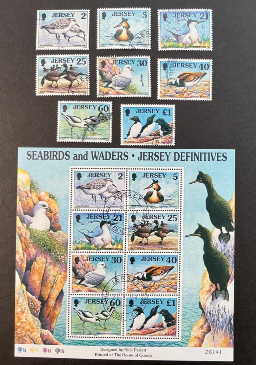 JERSEY USED #825-32, 832a Set & Souvenir sheet *1998* Seabirds
