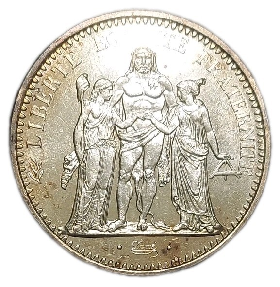 1966 France 10 Francs .900 AU Silver Coin ASW 0.7234 Oz KM 932 Hercules Type