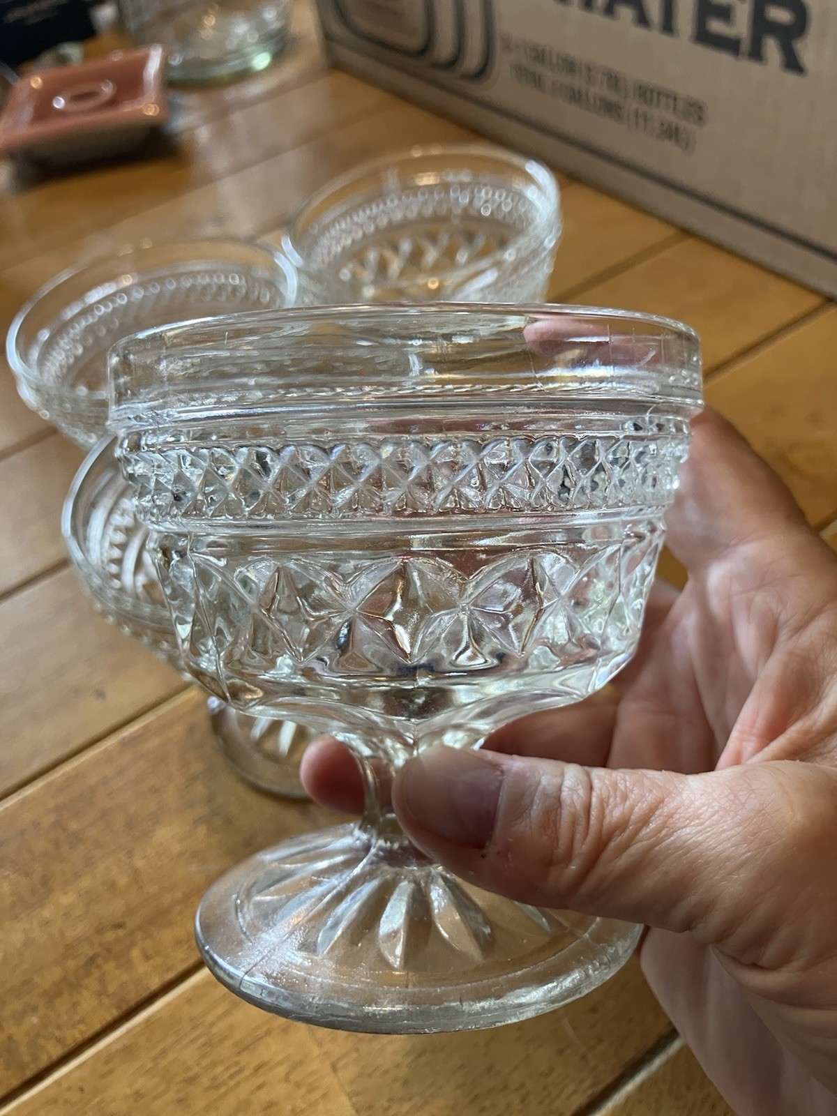 Qty 4 Anchor Hocking Pedestal Sherbert Glasses 