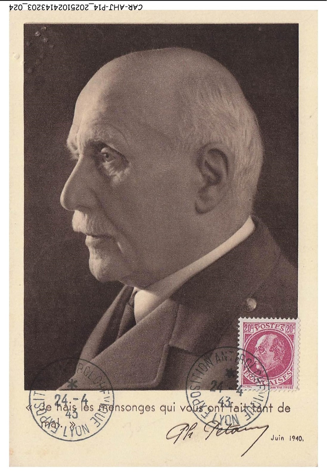 CAR-AHJP14-0650-CARD-MAXIMUM - General Pétain - 1943