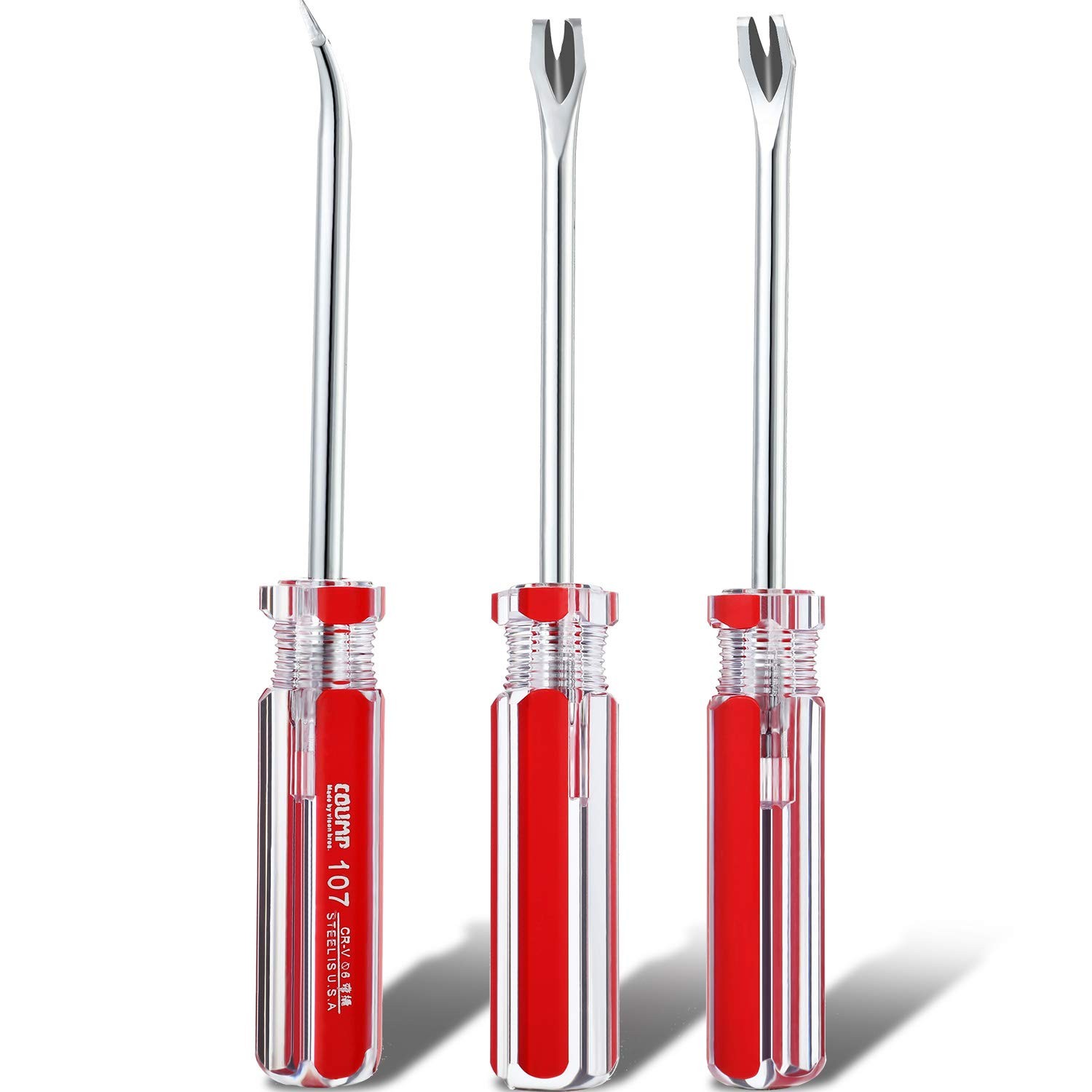 3 Packs Tack Lifter 3 mm U Tip Nail Staple Rivet Puller Screwdriver Red 