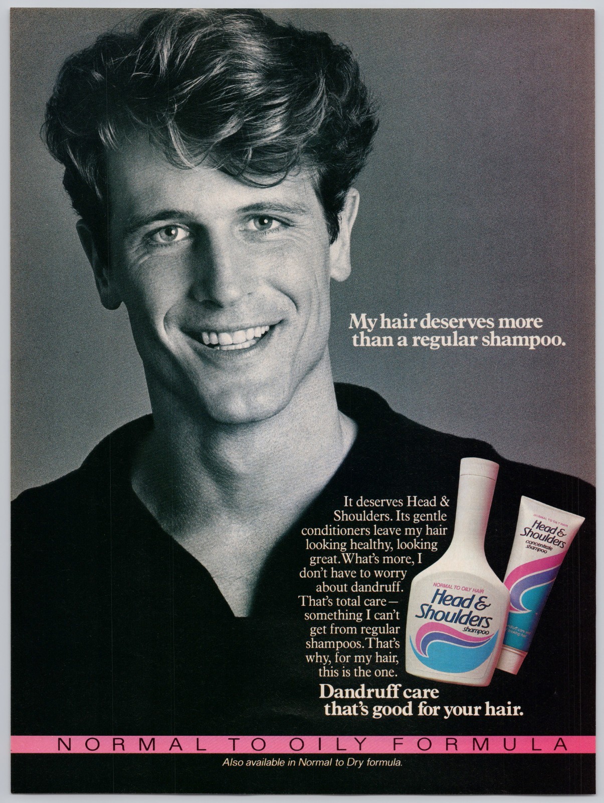 1986 Head & Shoulders Shampoo Vintage Print Ad 80s Men's Grooming Hair Care