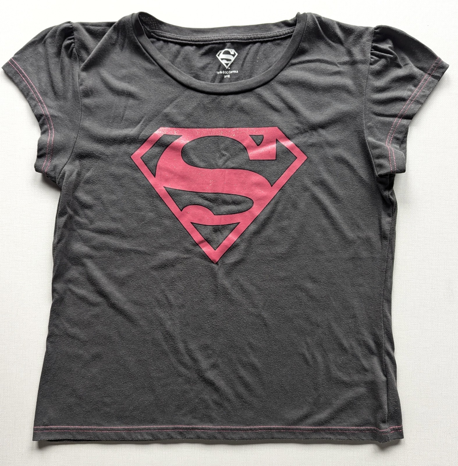 Superman Womens Official Logo T-Shirt  Grey Size 14