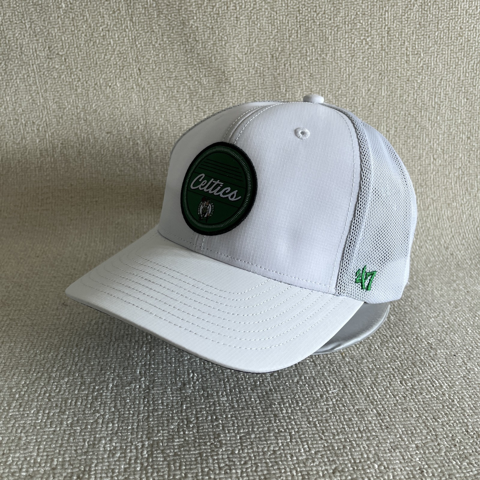 '47 Brand Boston Celtics Trucker Hat Snapback White NBA Mesh Cap One Size