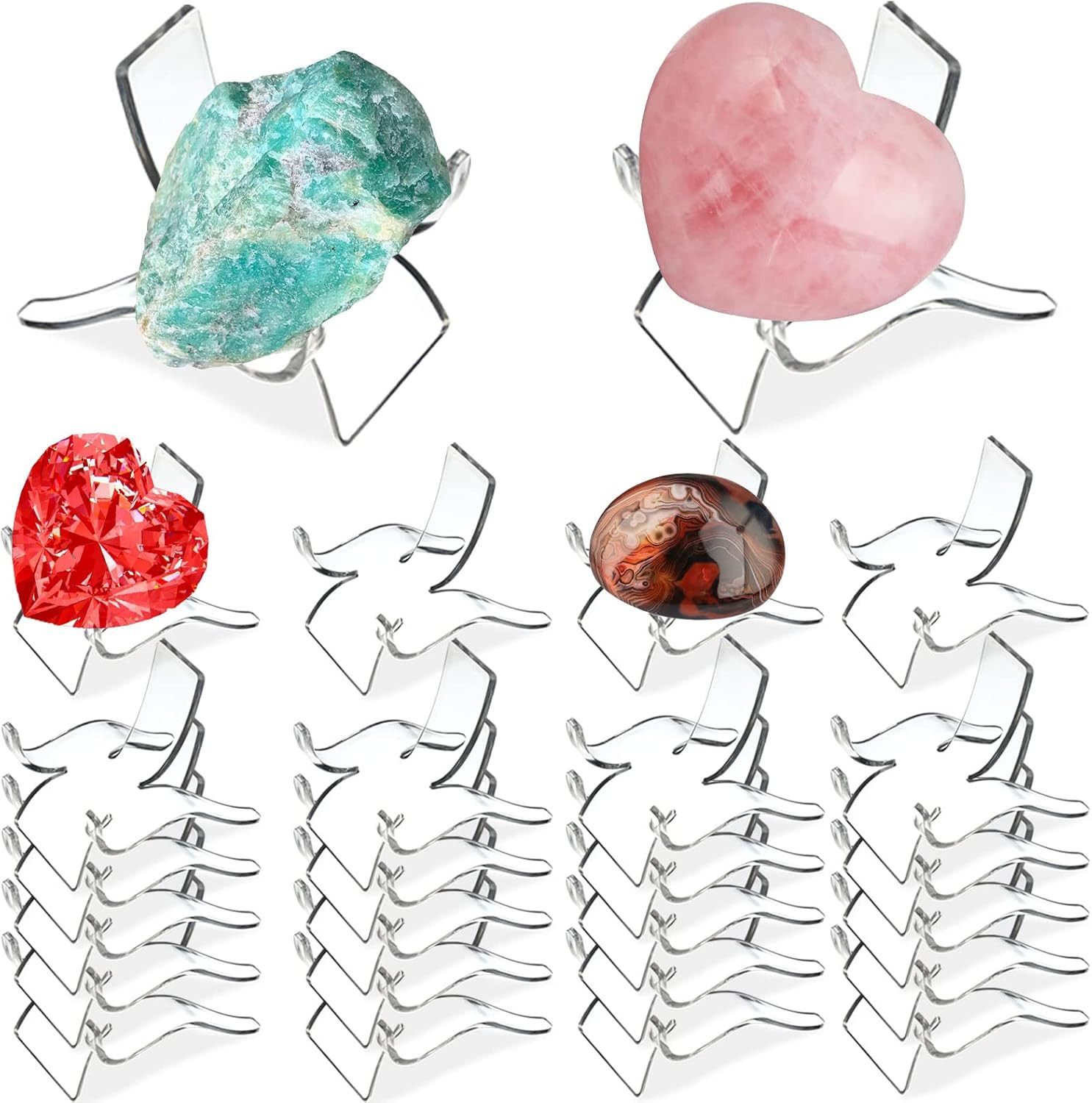 (24 Pcs）Display Stand,Acrylic Rock Display Stands,Clear Display Easel Stands Ped