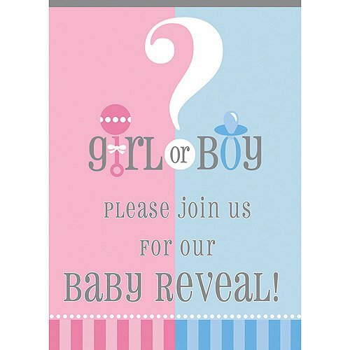 Gender Reveal 24 Boy Or Girl Foldover Invitations Baby Shower Party Supplies