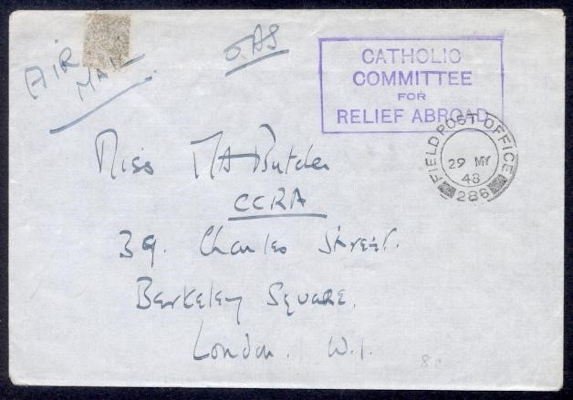 GREAT BRITAIN 1948 FPO 286 CATHOLIC COMMITEE RELIEF