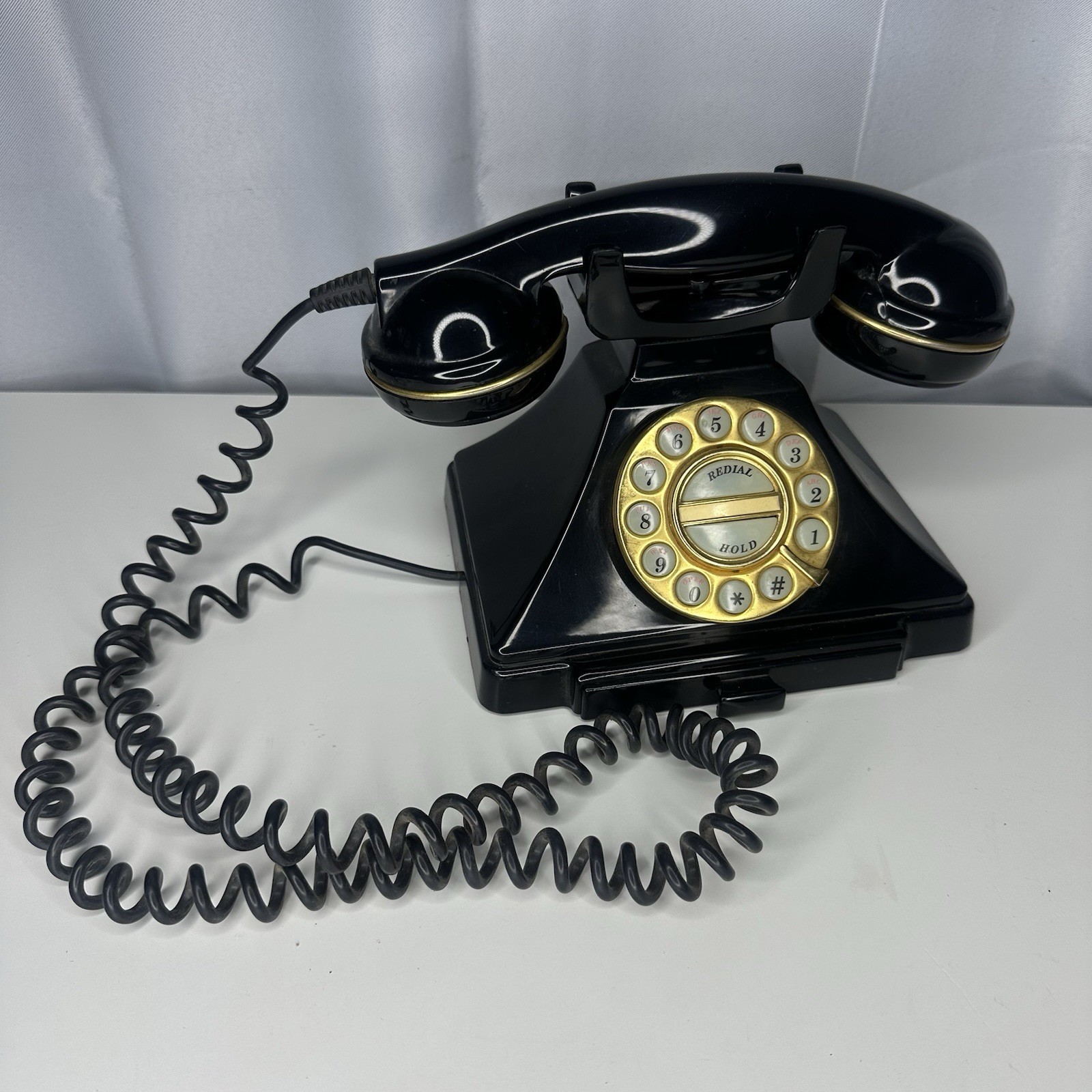 Vintage Retro Black Microtel Telephone Model 944 Push Buttons Faux Rotary Style