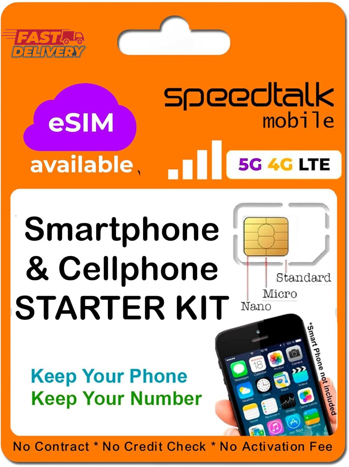 Speedtalk Mobile Pre-Paid Esim and SIM Card Starter Kit – No Contract Wireless P