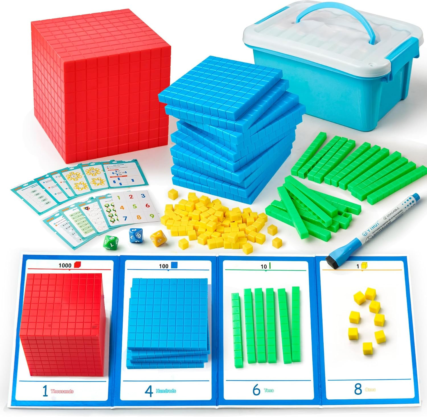 Base Ten Blocks Plastic 147 Pcs Math Manipulatives Kindergarten Counting Blocks 