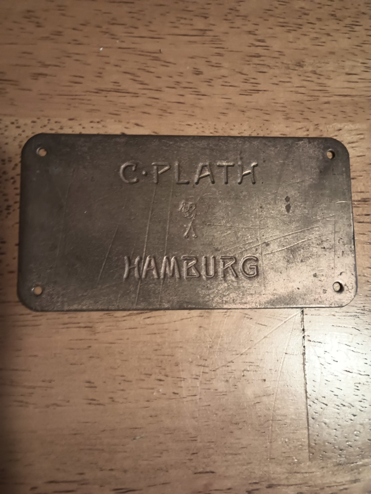 Vintage Marine Navigation C Plath Box Placard Tag , Brass 