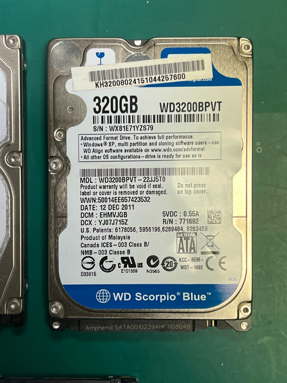 Lot of 2 - 320 GB Internal 2.5'' Hard Drive HDD - Passed SMART Test