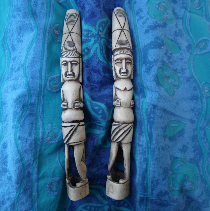 TRIBAL ART CARVED ANCESTOR PAIR NIAS SUMATRA BATAK SUMBA TOBA TIMOR INDONESIA