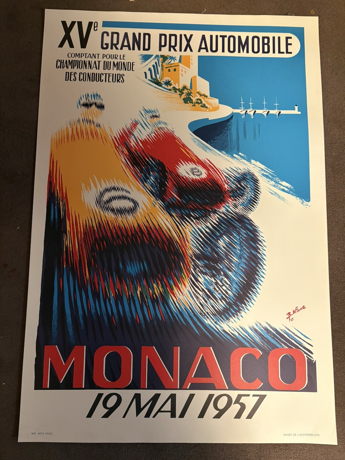 Original Monaco Grand Prix Automobile Rally Poster 1957