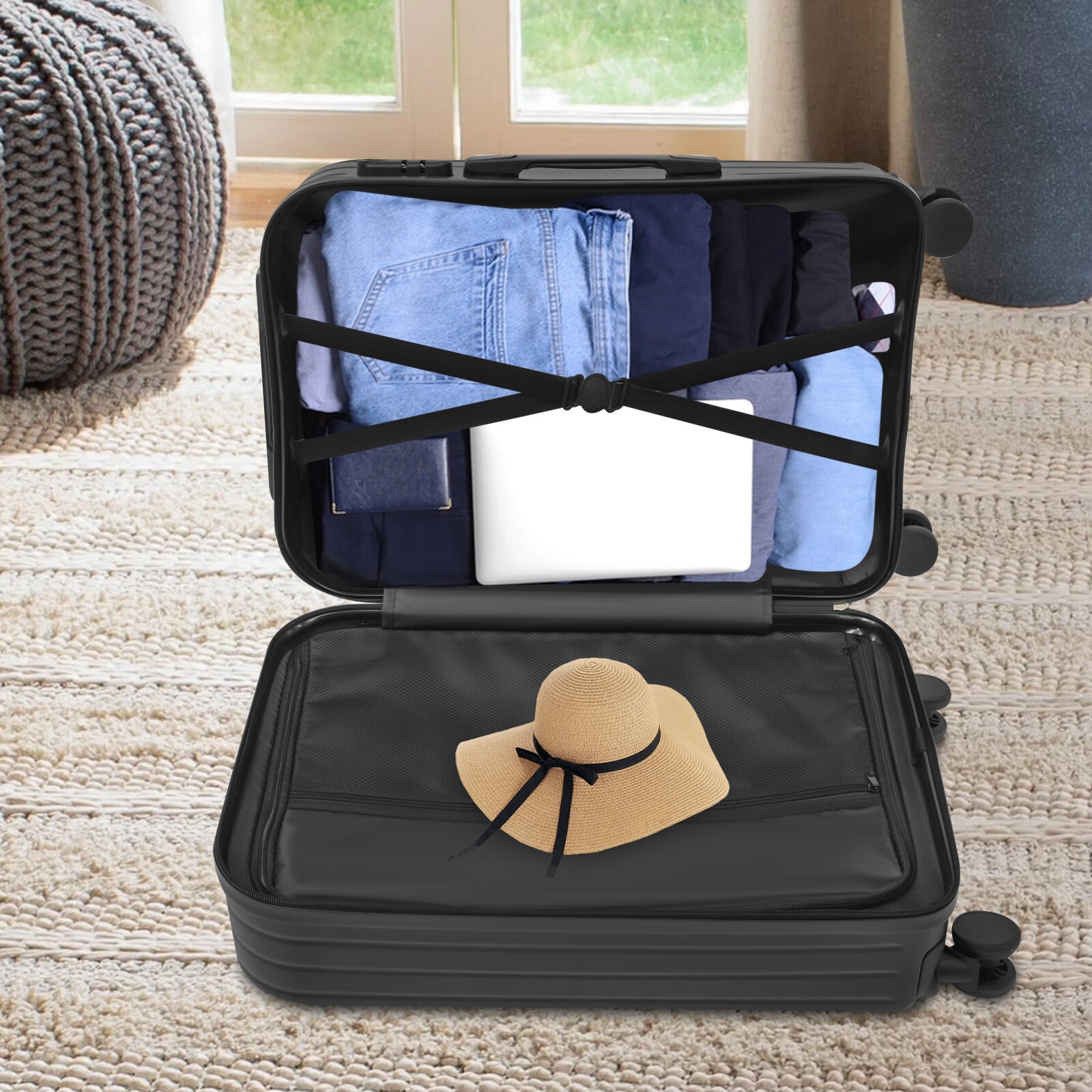 24" Travel Luggage Suitcase, Suitcase with Cup Holder, Travel Luggage Suitcase