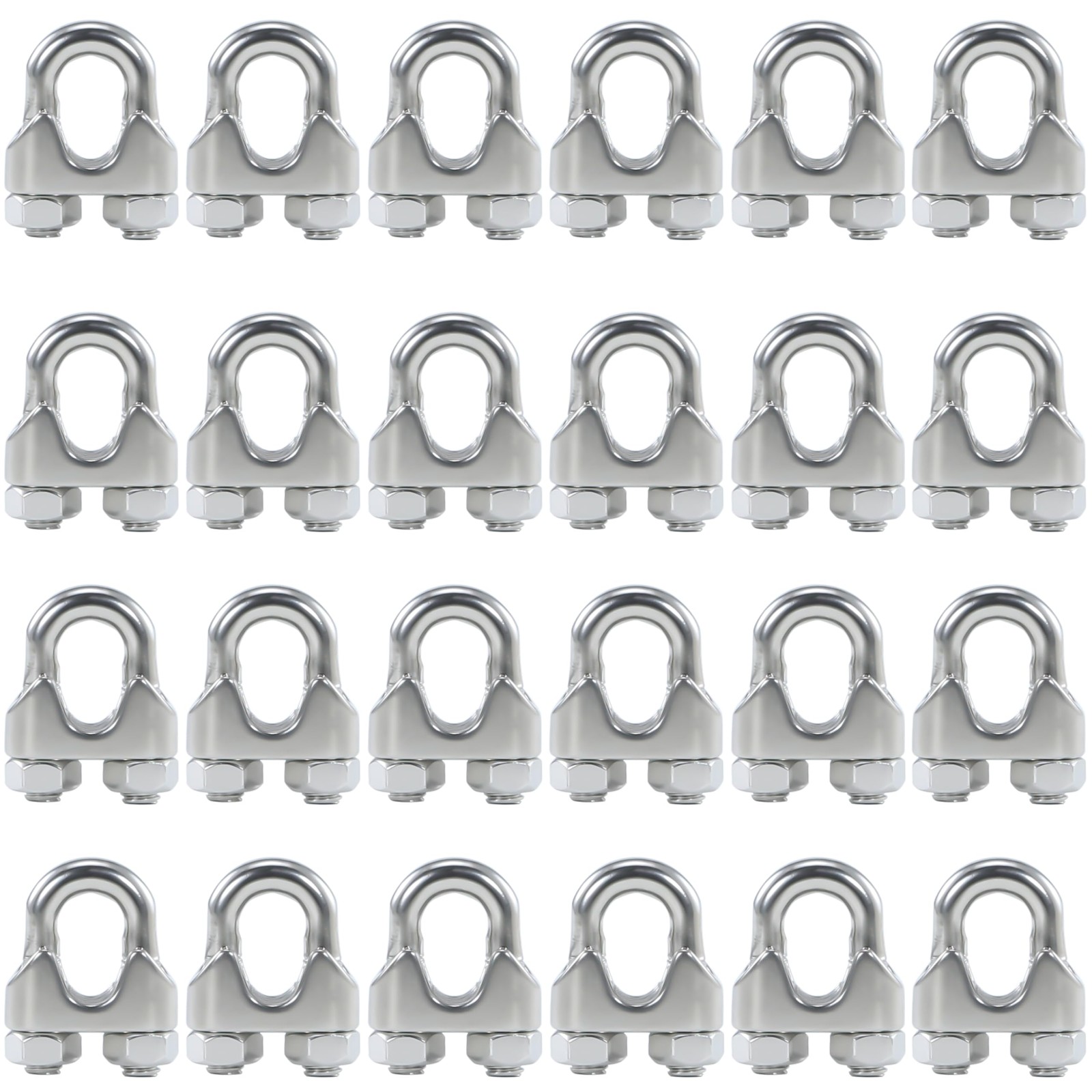 24PCS M4 5/32 Inches Stainless Steel Wire Rope Cable Clip Clamp