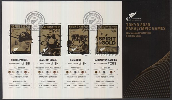 NEW ZEALAND FDC 2021 TOKYO 2020 PARALYMPIC GAMES SET (4) (ID:F3122)