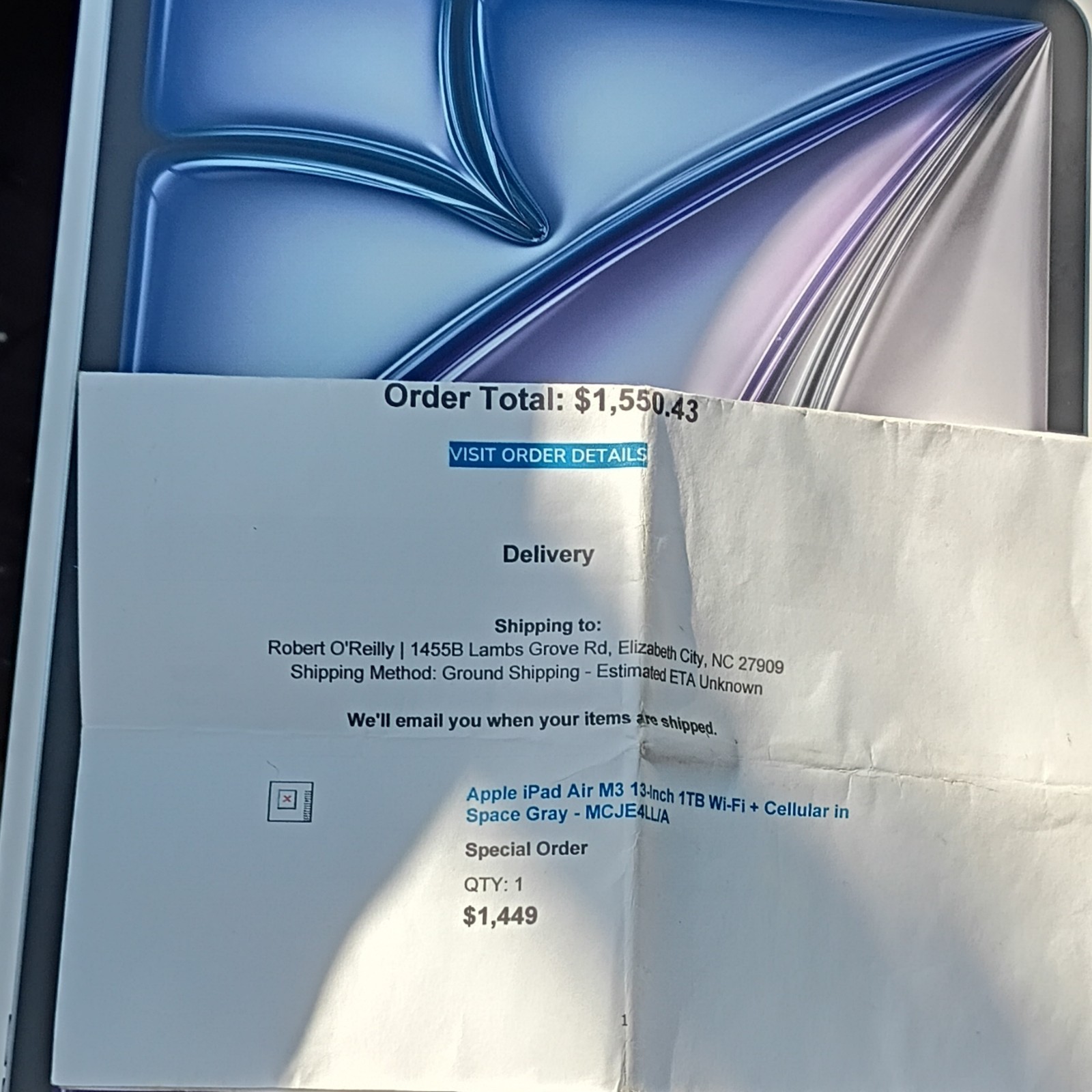 Apple iPad Air M3 13-inch 1TB Wi-Fi Cellular Tablet Space Gray