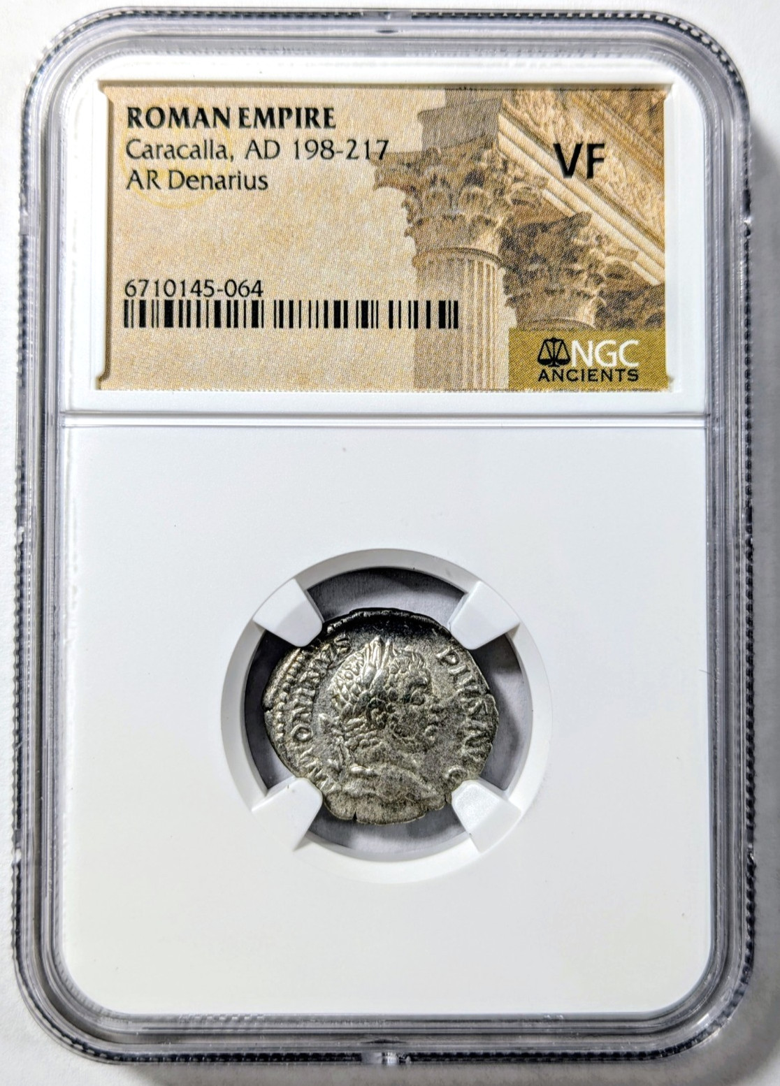 Caracalla Roman Empire NGC VF Silver Denarius AD 198-217 Ancient Horseman Rider