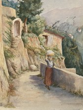 Peinture Aquarelle Post Impressionniste Porteuse 1940 A Identifier Art Ancien