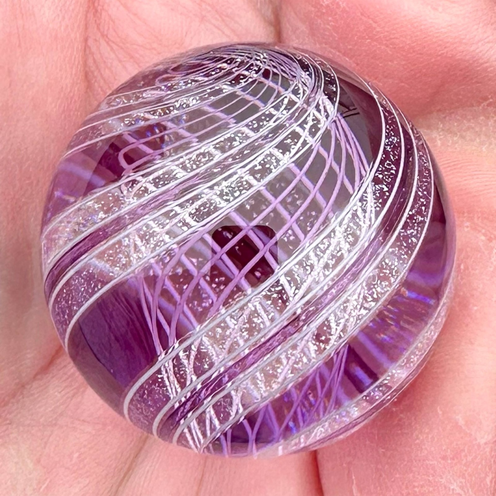 Hot House Glass banded latticino marble 1.50" 38mm #146