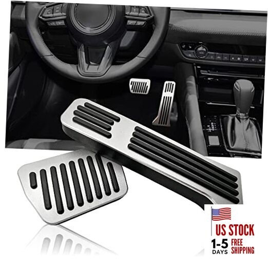 Anti-Slip Performance Foot Pedal Pads kit Compatible with Mazda 2 3 6 silver