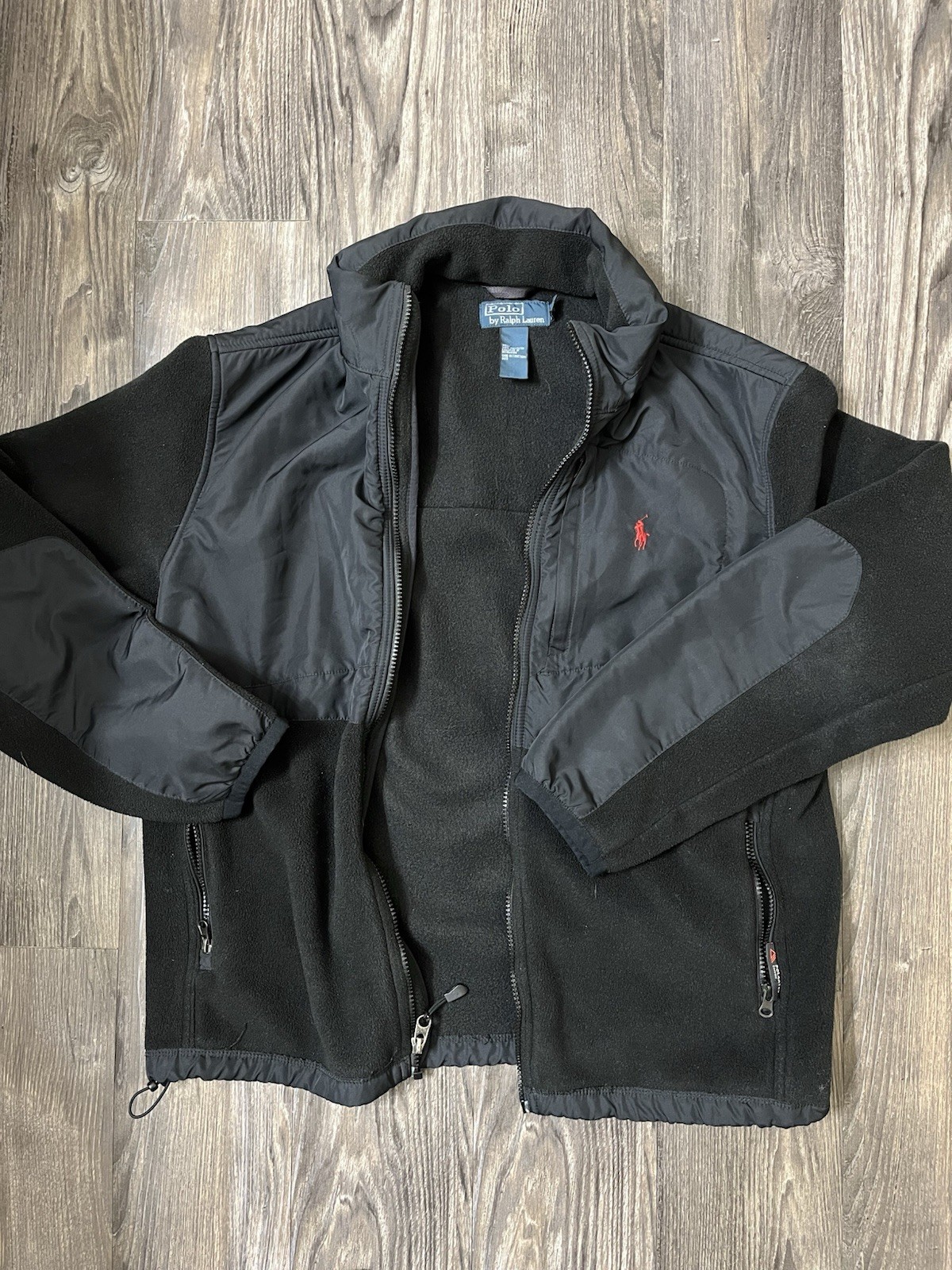 Vintage Polo Ralph Lauren Polartec Fleece Hooded Jacket Men's Medium Black 2003