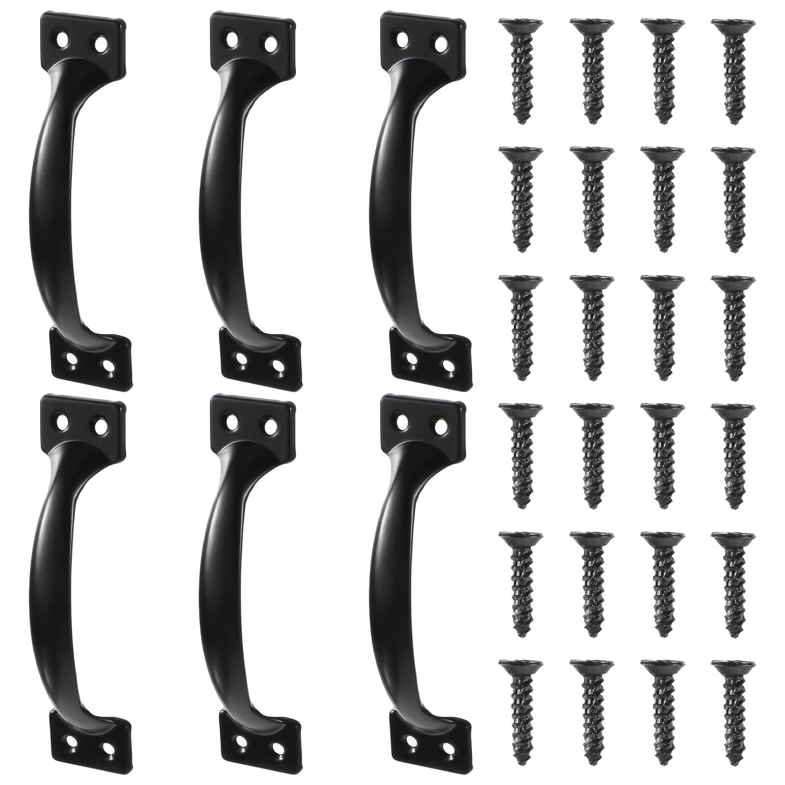 ElevateTech 6PCS 5" Rustic Gate Handle Iron Hardware 5 Inch(2pcs), Black 