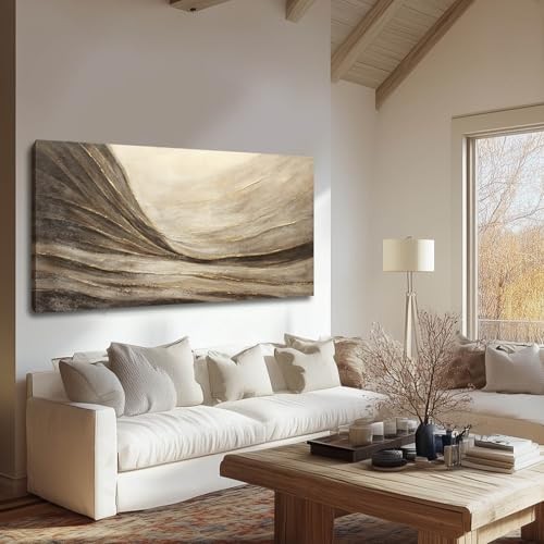  Brown Wall Decor Abstract Wall Art Gold Line 48"L x 24"W Brown and Gold