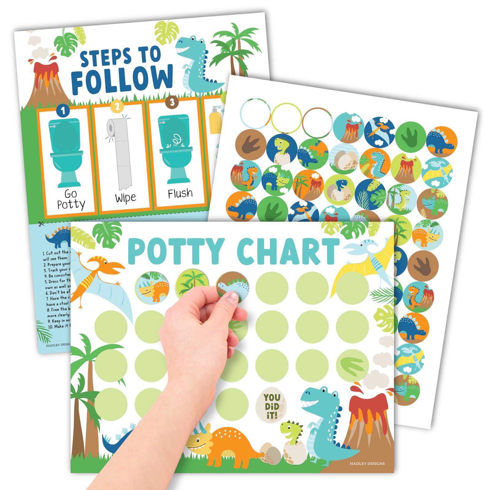 Potty Training Chart set 8.5x11 In kids milestone Sticker kit mixed
