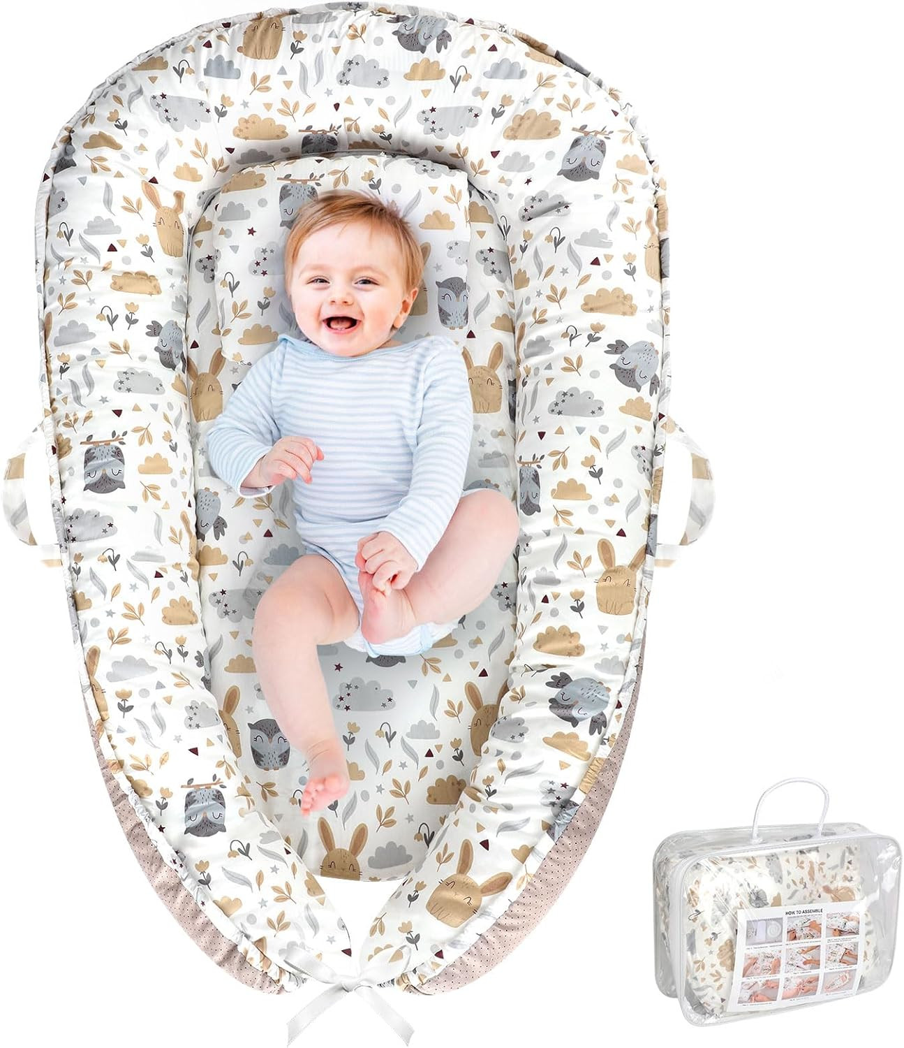Baby Lounger, Portable Baby Lounger for Newborn 0–24 Months, Infant Nest for Tra
