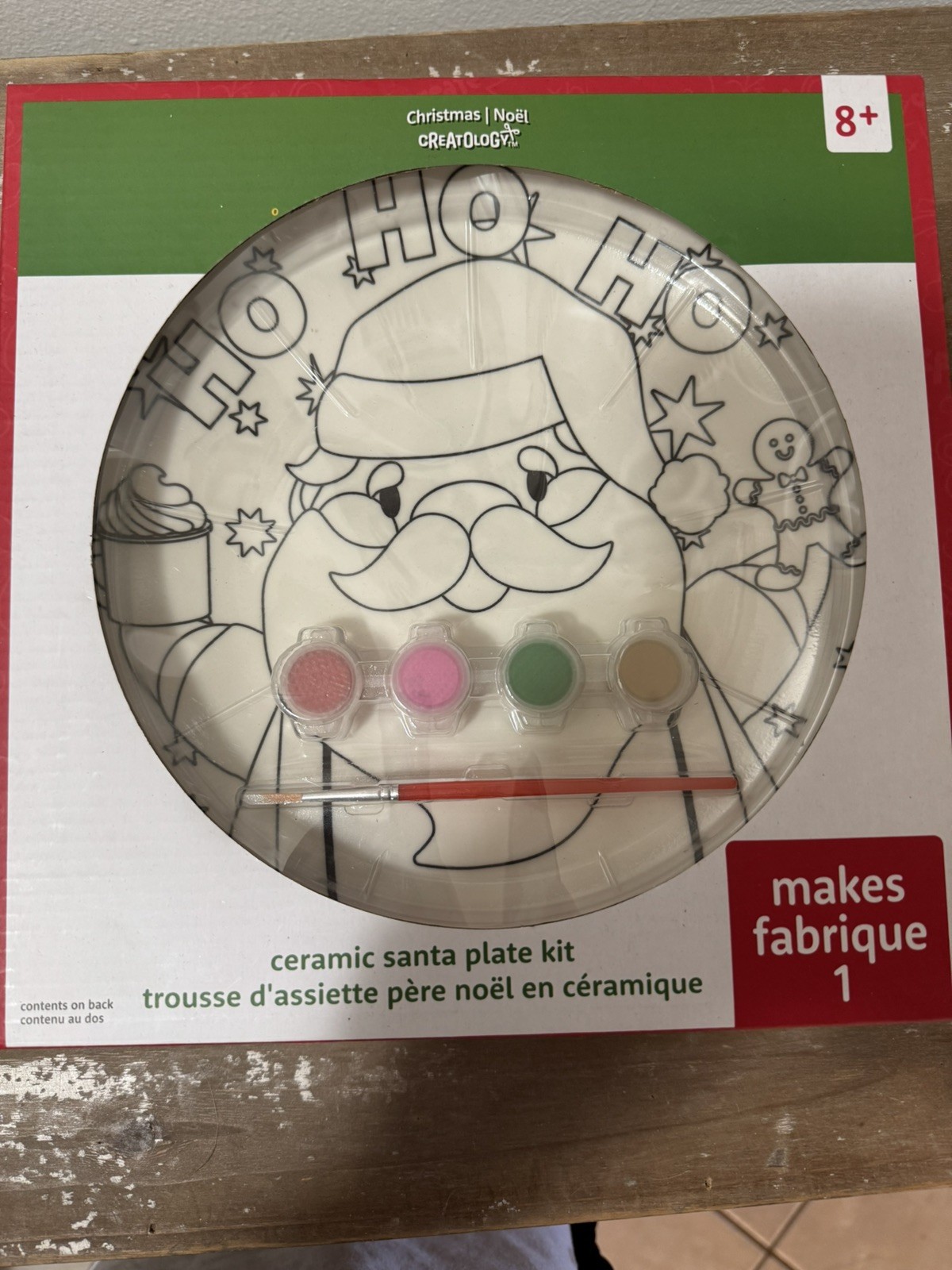 Creatology Ceramic Santa Plate Kit Christmas Craft with Paints & Brush, Age 8+