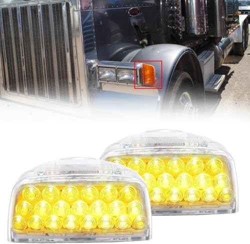 2Pcs Turn Signal Fit for Peterbilt, 31 LED Triangle Amber Turn Clear Lens