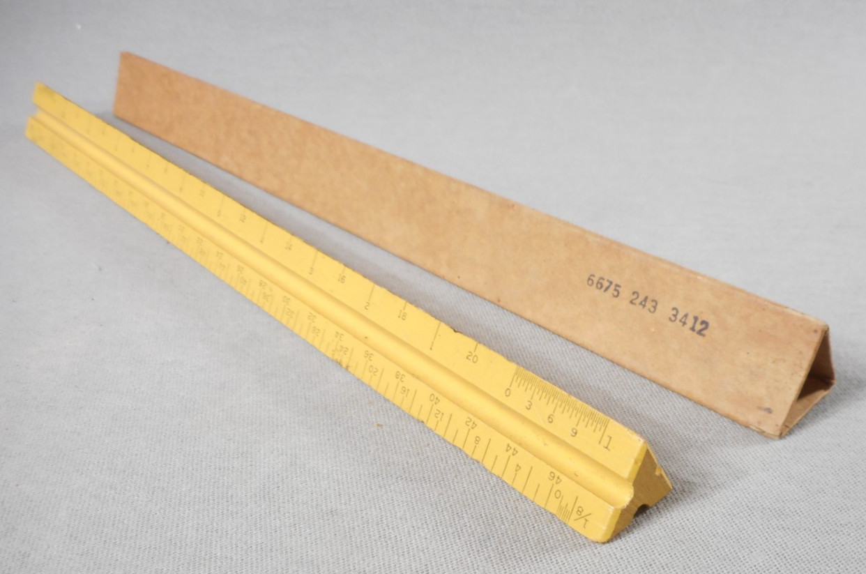 Triangle Scale Architect Drawing Scale Ruler  NSN 6675 243 3412 Military Issue
