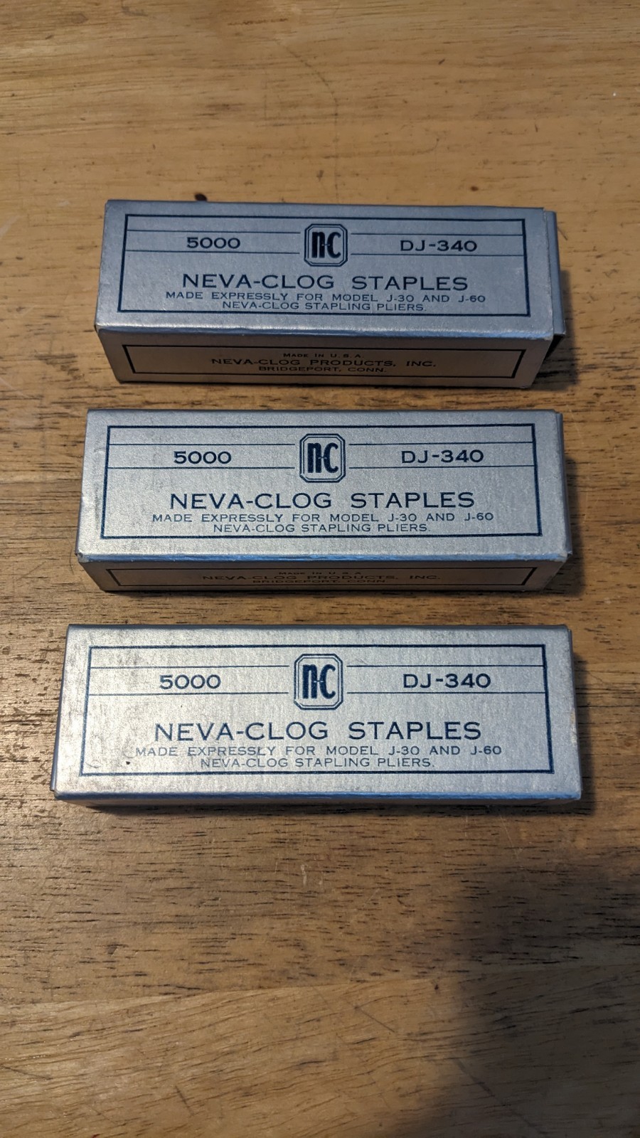 2.5 2-1/2 Boxes Neva Clog Staples DJ-340 5000 Vintage Models J-30 J-60 J-56R