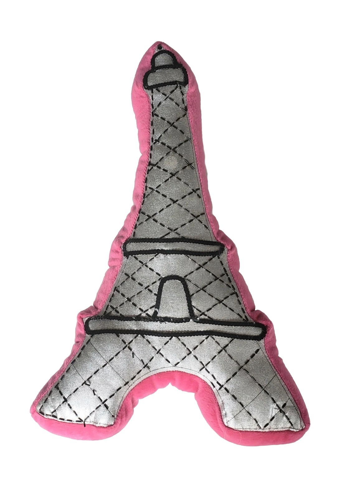 Paris Eiffel Tower Throw Pillow 22” Pink Silver Black Beads  Paris Bling Chic 