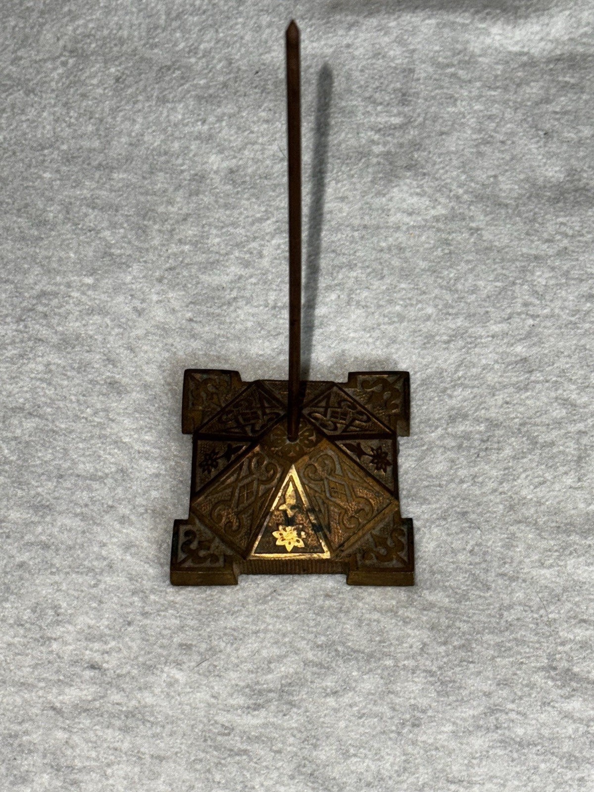 Antique Victorian Brass Bill Spike or Cash Register Receipt Holder Stand