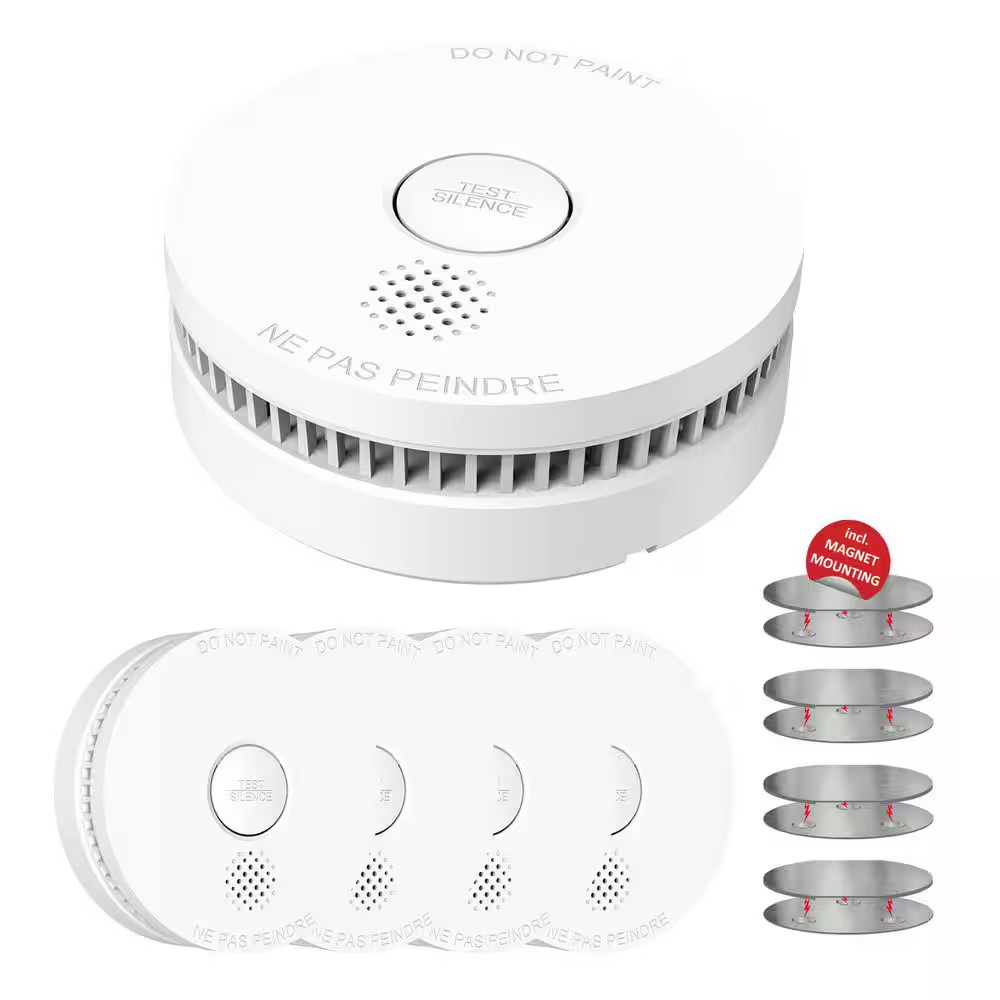 Battery Operated Smoke Detector, Fire Alarm with Magnetic Fastening Kit, Etl-9Th