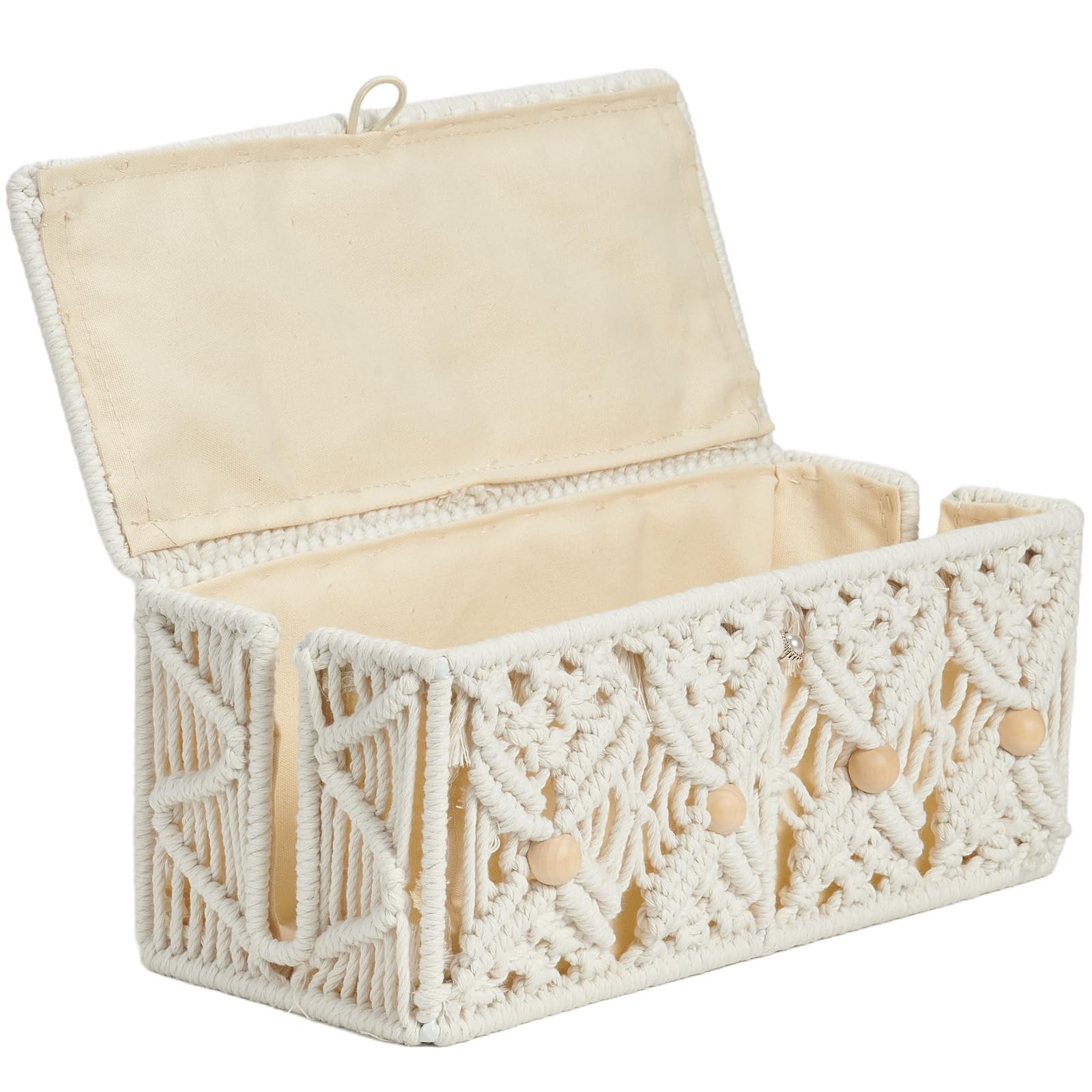 Cable Management Box Handmade Macrame Cord Storage Organizer Power Strips Out...