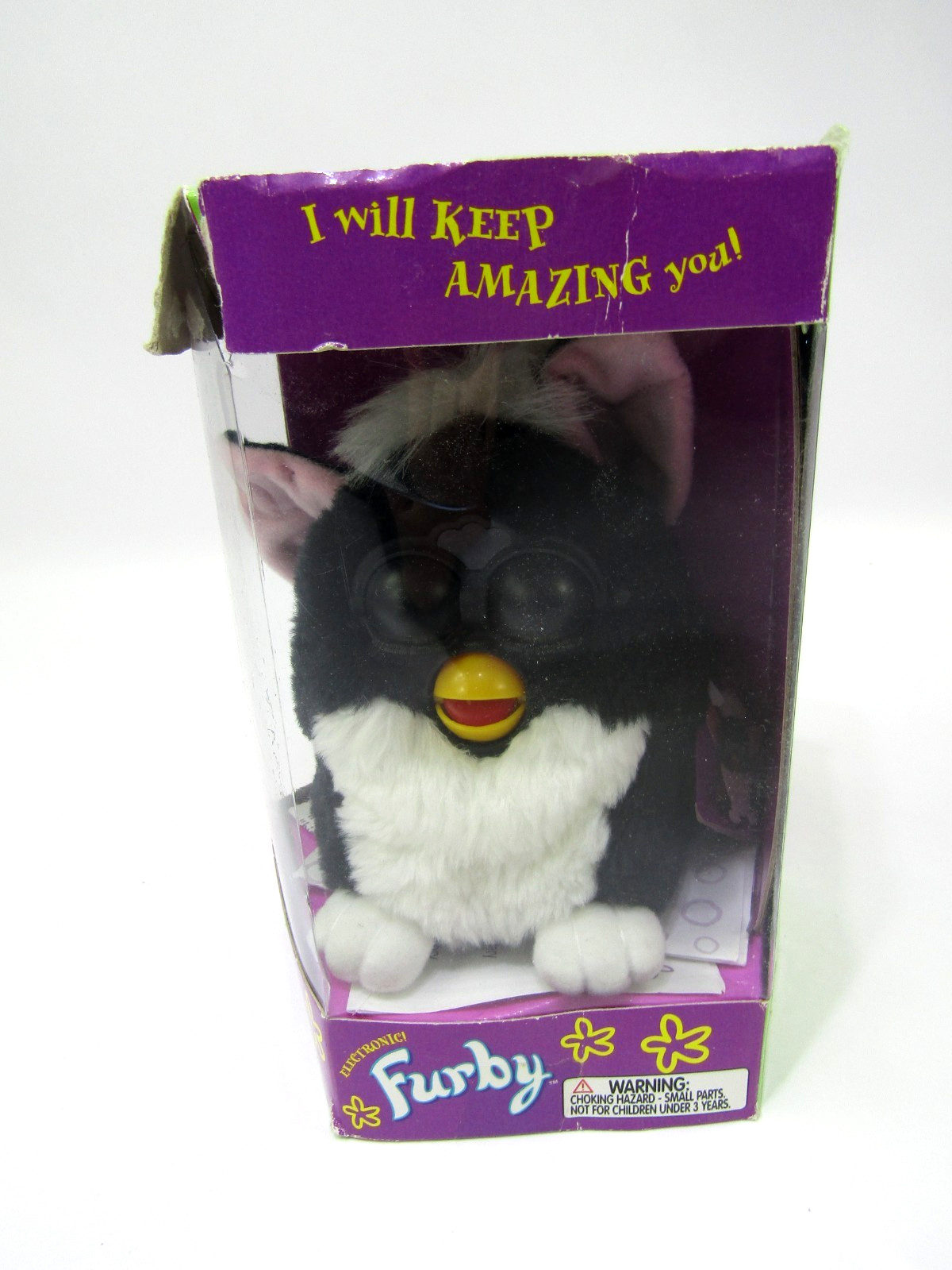 VTG 1998 Electronic Furby Black White Model 70-800 Tiger Electronics Boxed Read
